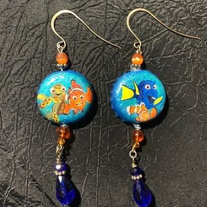 Disney Nemo and Dory inspired art earrings